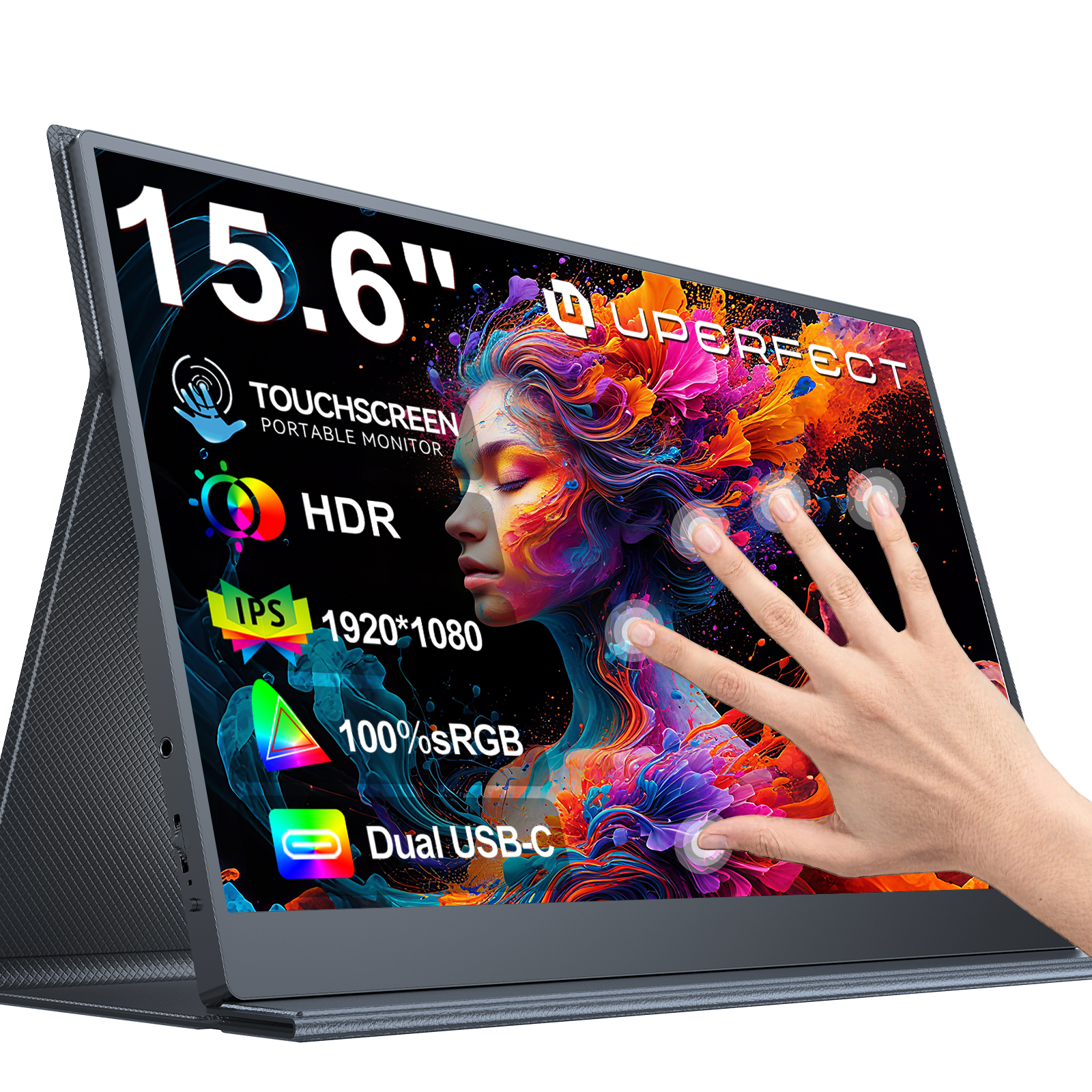 完璧な 15.6 インチポータブルモニタータッチスクリーン 1080P 10 ポイントタッチゲームディスプレイ保護スリーブ VESA ラップトップ電話用