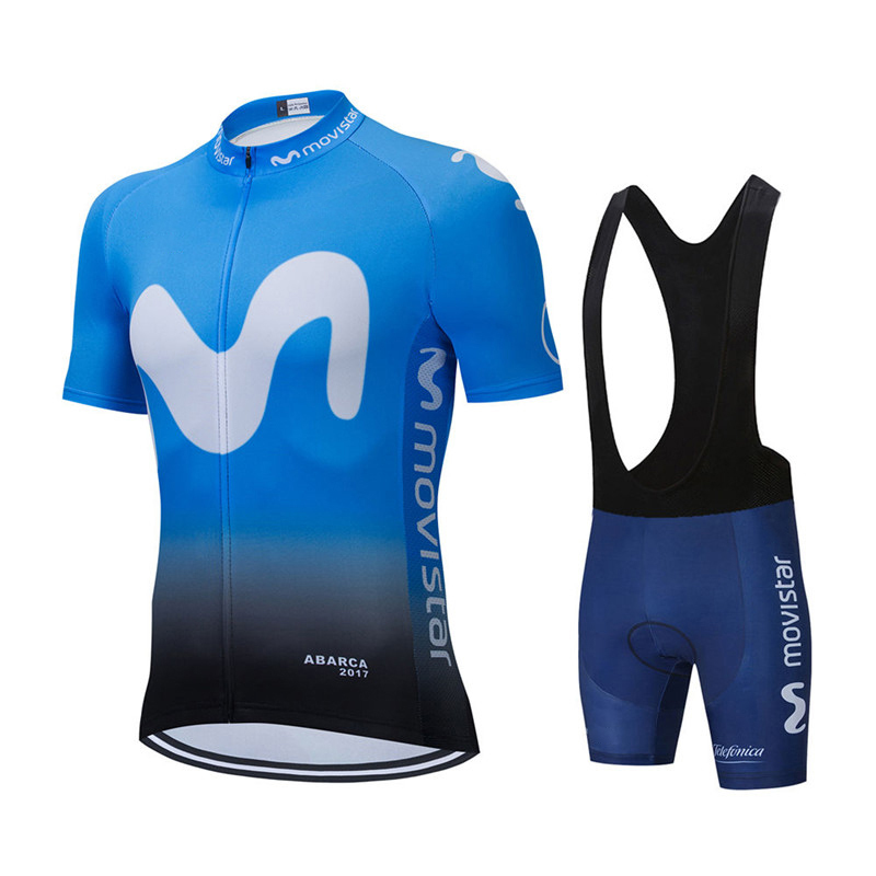2026 モビスターパターン男性夏サイクリング服通気性服キット半袖ビブショーツ MTB Ropa Ciclismo マイヨ着用