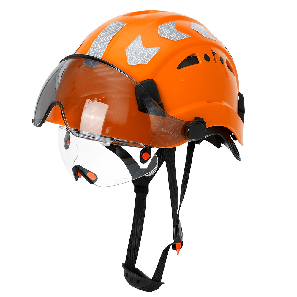 CE 建設安全ヘルメットバイザー内蔵ゴーグル反射ステッカーエンジニア ABS ANSI 産業作業セキュリティ帽子