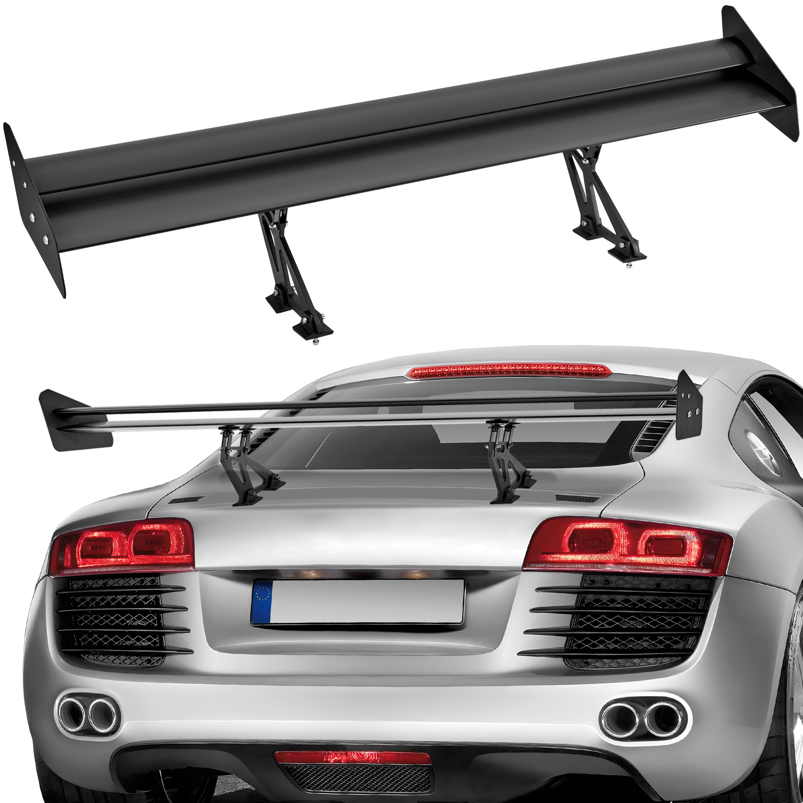 SucceBuy GT ウィングカースポイラー 53.1 インチユニバーサルスポイラー、ダブルデッキカーリアスポイラーウィング、レーシングスポイラー BGW/JDM ドリフト付き