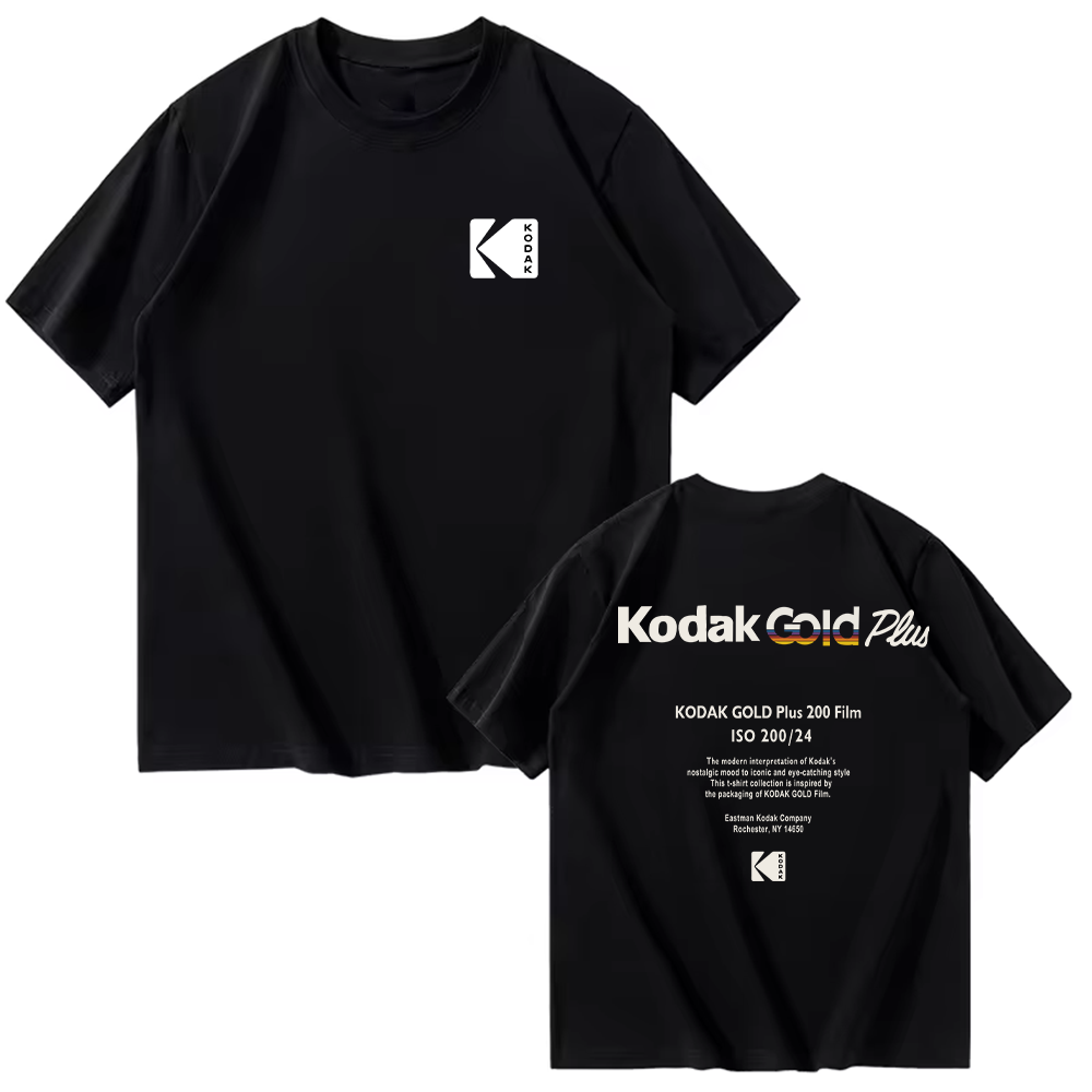 Kodak 夏ブランドベストセラープリント Tシャツ無地多用途ユニセックス Tシャツデイリーカジュアル吸汗半袖トップス