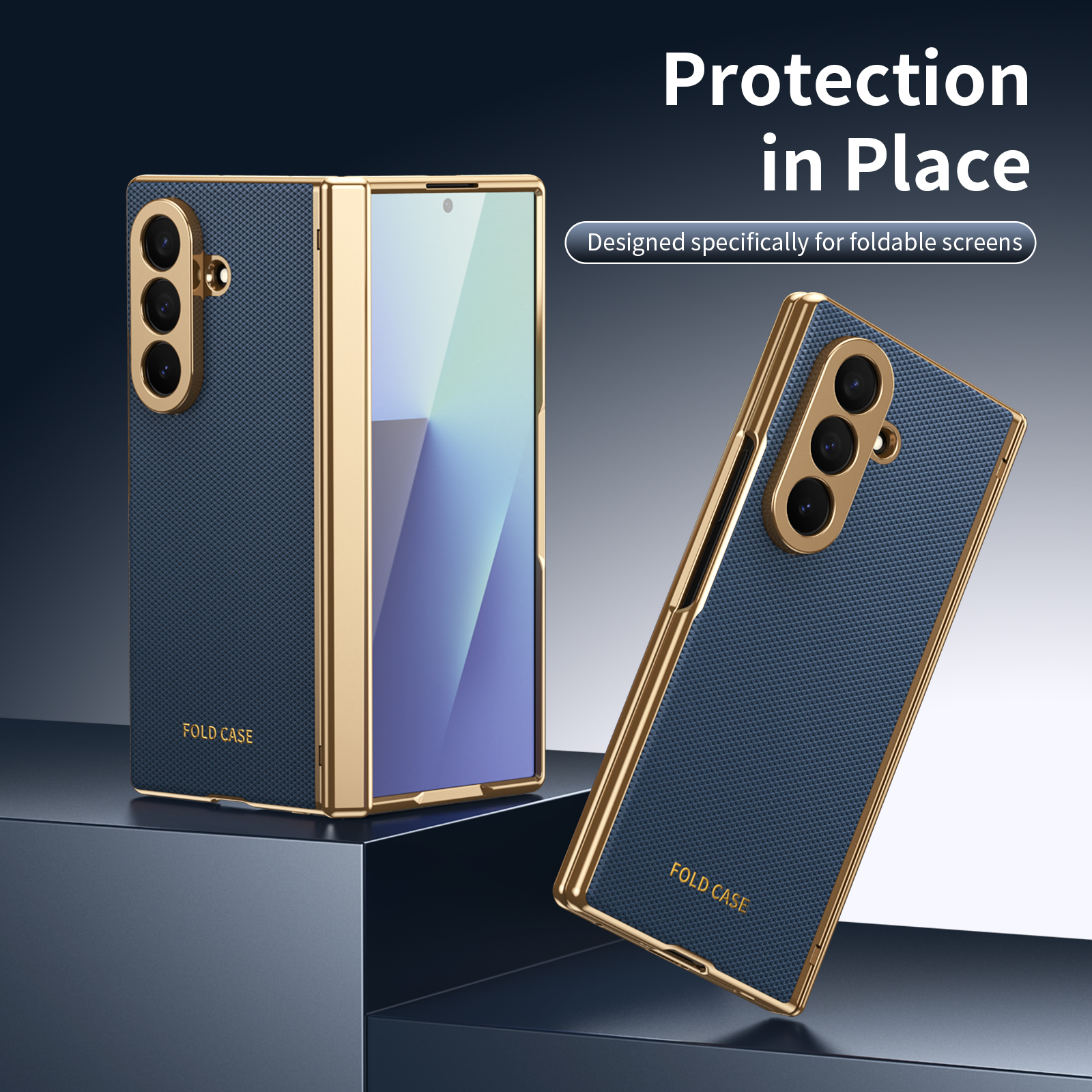 プレミアム人工PUレザー携帯電話ケース Samsung Galaxy Z Fold 8 7 6 5 4用 フルカバー保護、スクリーンガラスフィルム付き