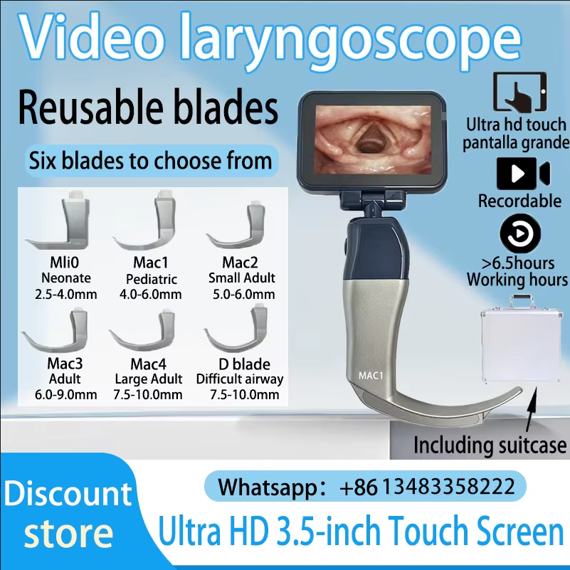 3.5 inch touch screen video Laryngoscope Reusable Sterilizable Blades Color Digital Video Laryngoscope 6 Blades Optiona availabl