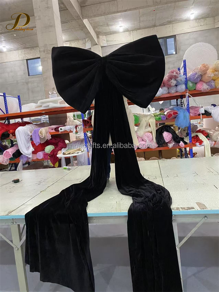 JINDA 格安価格黒のリボン生地の背景背景ベルベットの蝶結びネクタイ子供の誕生日パーティー用
