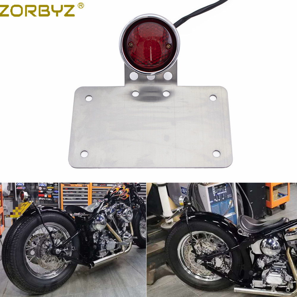 ZORBYZ オートバイリアテールブレーキライトマウントナンバープレートブラケットハーレーチョッパーボバーカスタム