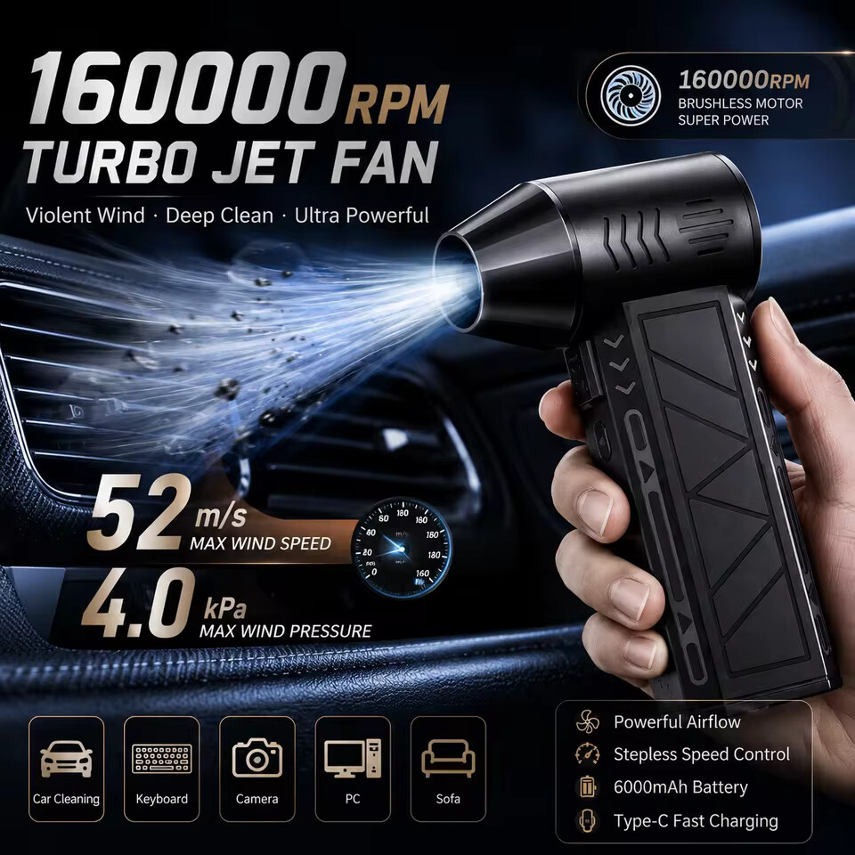 2026 新しいブラシレスターボファン 240 ワット高速ポータブル 8000mAh 充電式 57 メートル/秒台風風 Type-C 充電キャンプファン