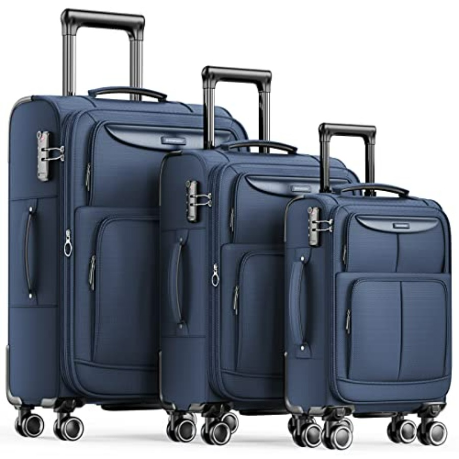 荷物セット 3 個ソフトサイド拡張可能軽量耐久スーツケースセットダブルスピナーホイール TSA ロック 20 インチ/24 インチ/28 インチ