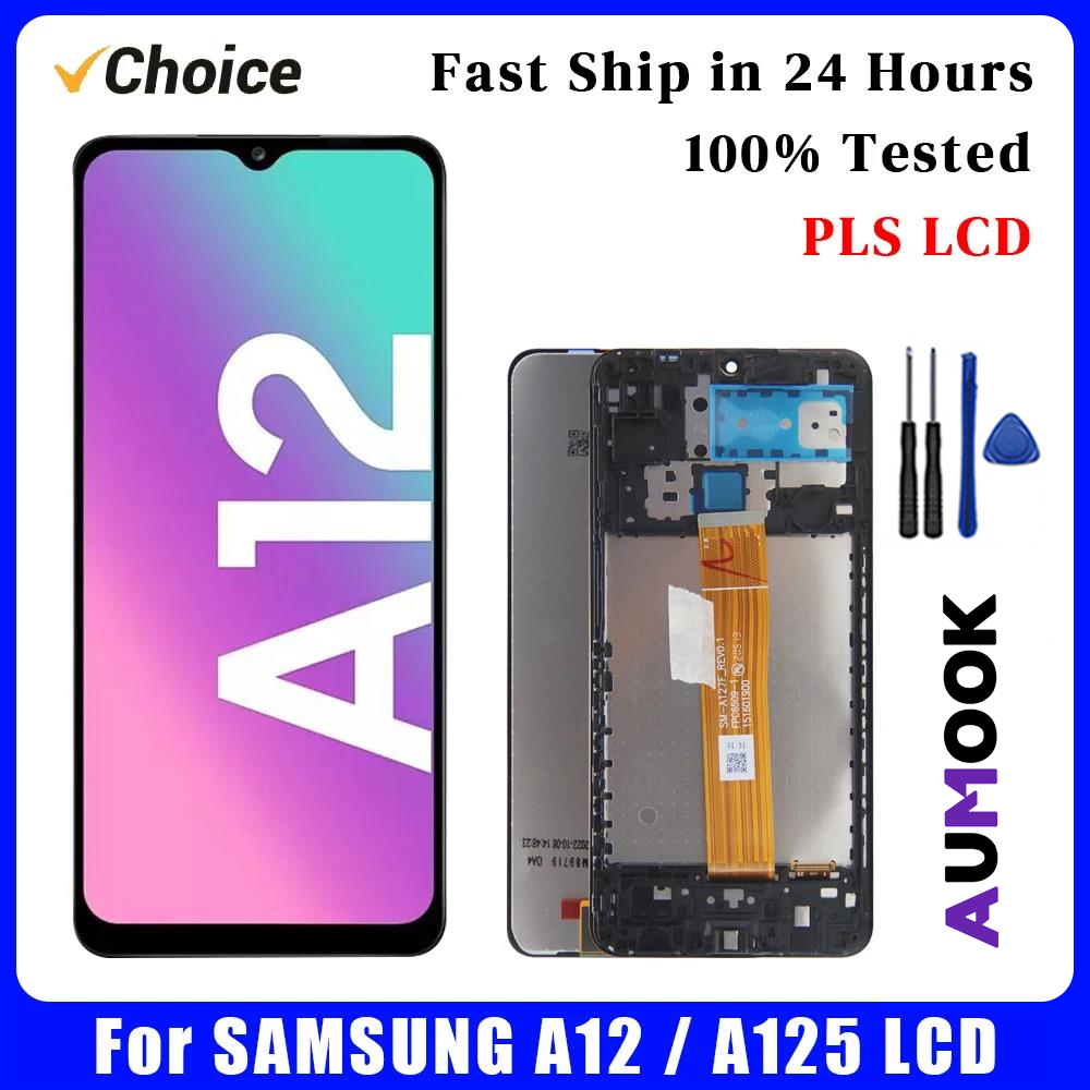 100% テスト済み PLS 液晶サムスン A12 液晶ディスプレイタッチスクリーンデジタイザアセンブリ部品サムスン A12 A125 フレーム液晶