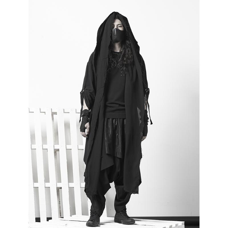 ARENS Techwear ゴスコートメンズウインドブレーカーゴシックヒップホップ原宿ダーク摩耗ロングカーディガン男性黒日本のストリート