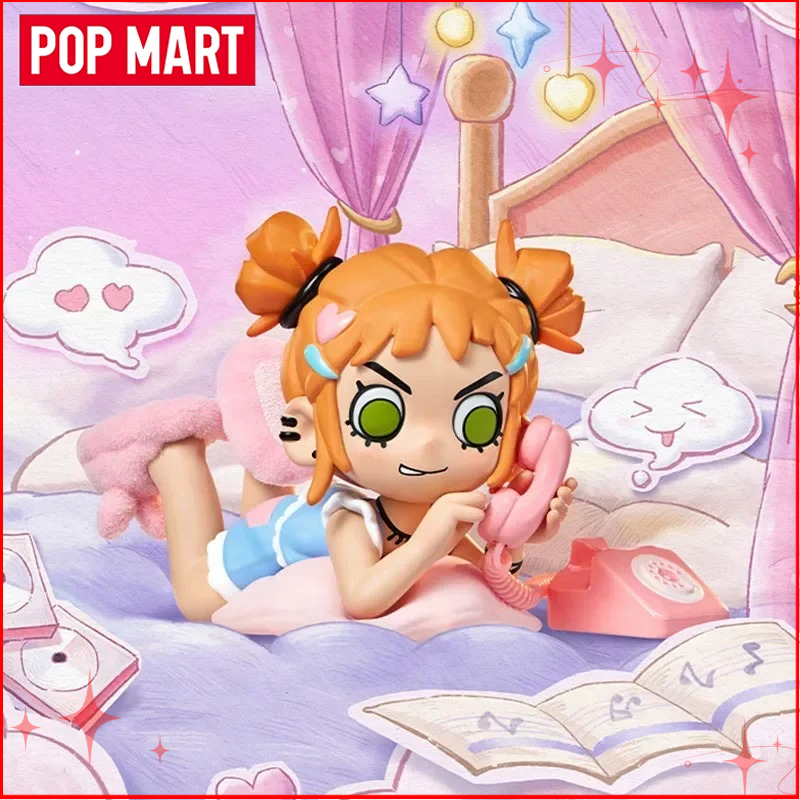 本物の POP MART リルピーチライオットお泊りシリーズブラインドボックスアニメアクションフィギュアオーナメントコレクションクリスマス