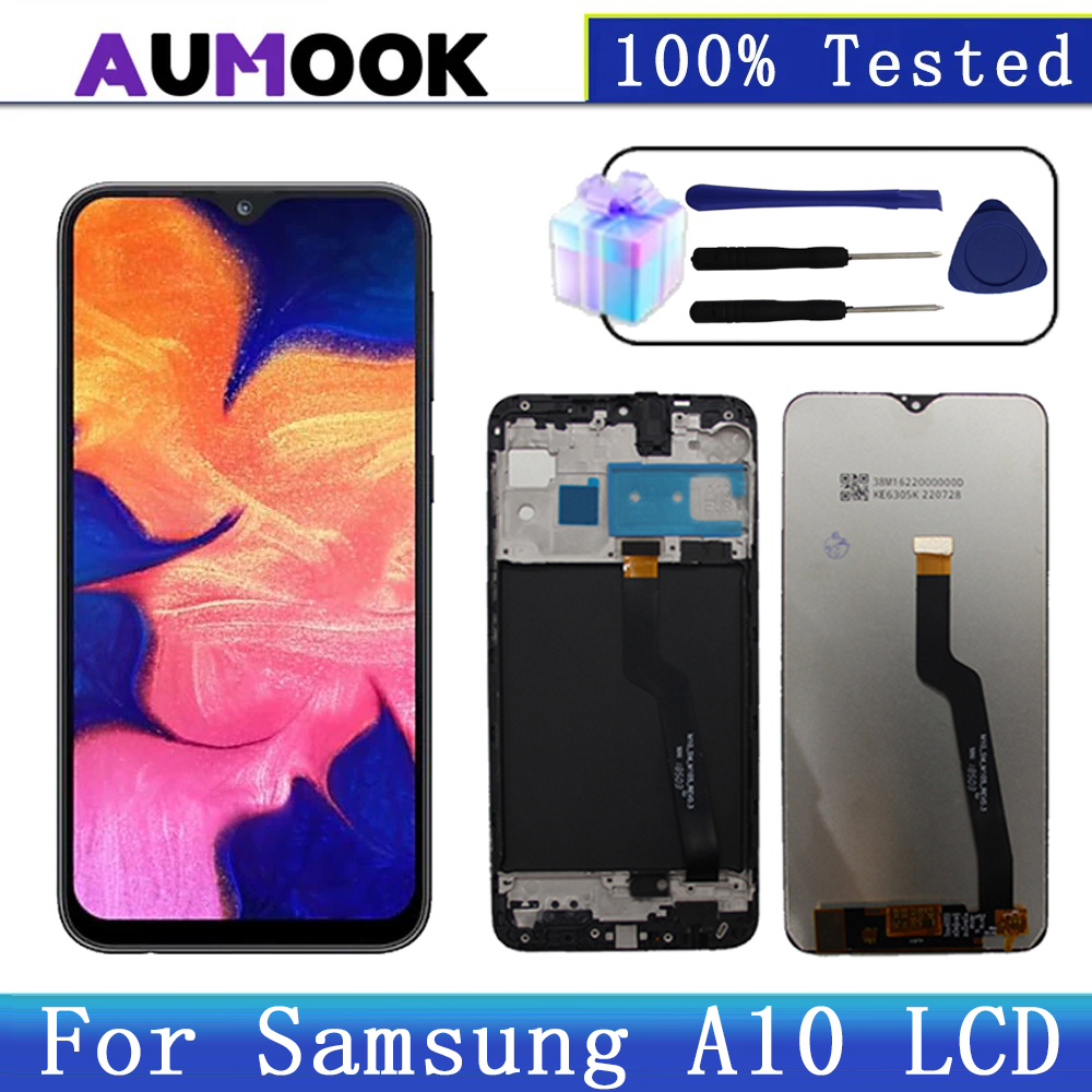 新しいテスト済み液晶サムスン A10 液晶ディスプレイ SM-A105F SM-A105G タッチスクリーンデジタイザアセンブリサムスンギャラクシー A10 ディスプレイ