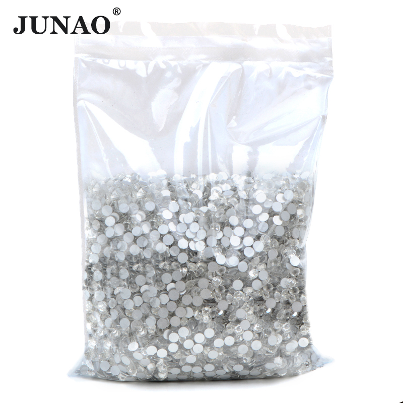 JUNAO SS3 SS4 SS16 SS20 SS30 クリアクリスタルヒラタガラスラインストーン非ホットフィックスストラスアップリケネイルアートストーン DIY クラフト用