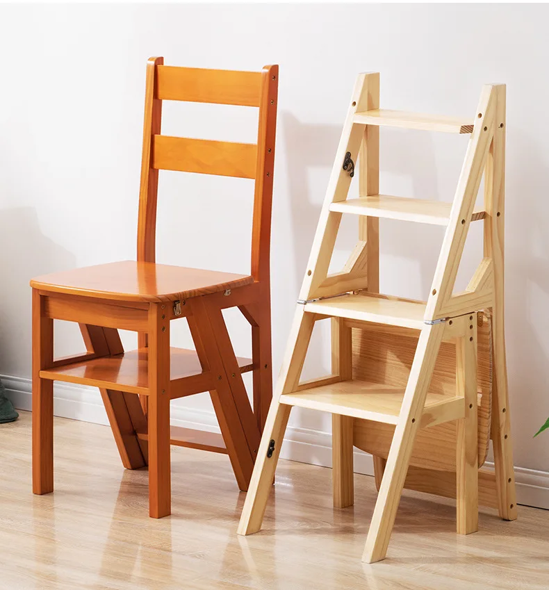 無垢材のはしご椅子家庭用はしご椅子折りたたみ両用はしごスツール屋内クライミングペダル階段多機能