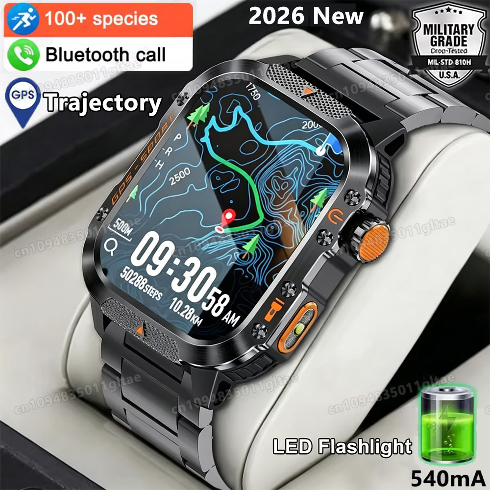 2026 新しい頑丈な軍事 GPS スマートウォッチメンズ Bluetooth 通話健康監視スポーツ 5ATM 防水スマートウォッチ男 Pk HW12