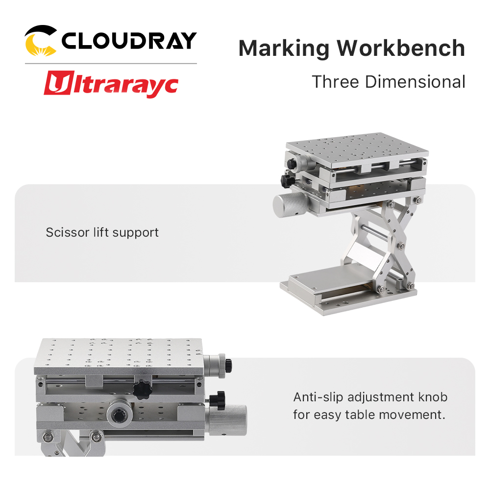 Ultrarayc 3D ワークベンチ移動 XYZ 軸 210x150x155mm M5 ネジ穴リフト高さ 150-278mm ファイバーレーザー加工機用