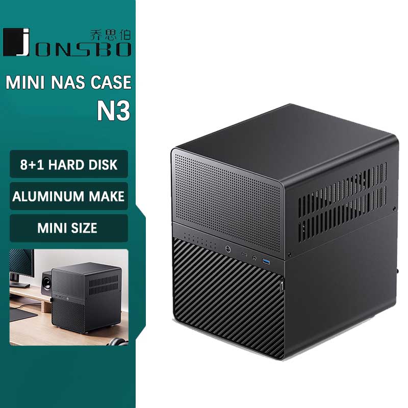JONSBO N3 ミニ NAS ケース ITX ミニアルミニウム、スチールプレートサポート 130mm CPU クーラー 2 つの 100×25mm ファンが標準装備
