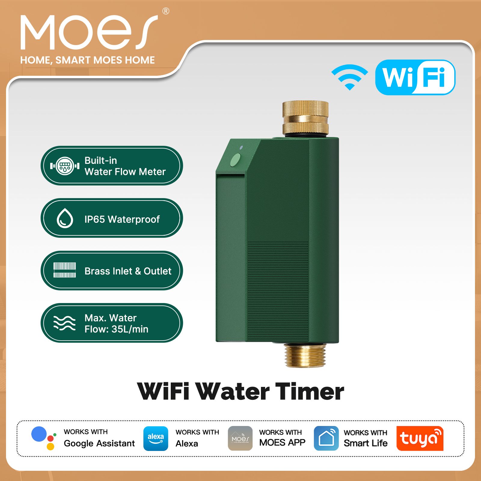 MOES Tuya WiFi ウォーター タイマー スマート バルブ コントローラー 真鍮注入口
