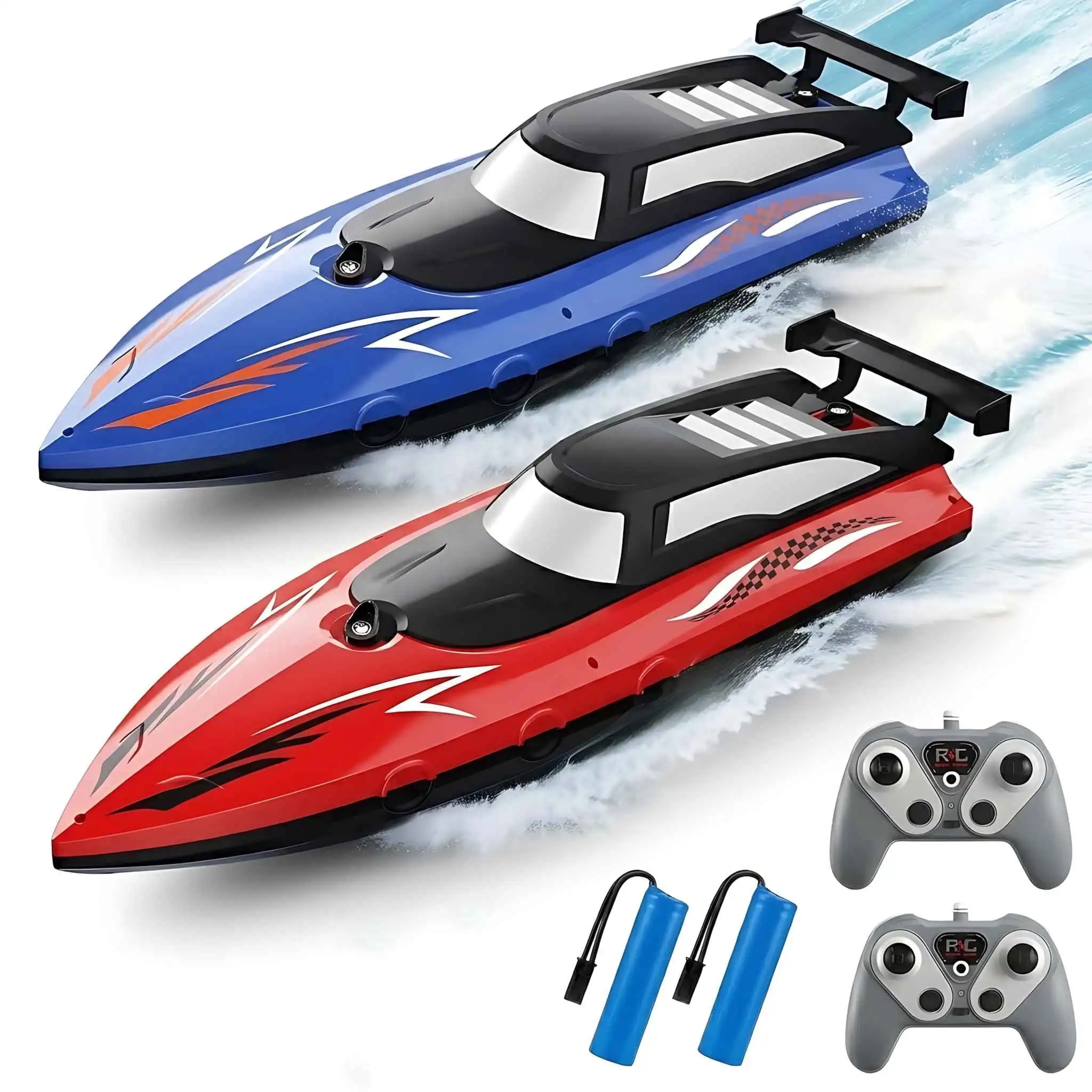 2 個 RC スピードボートおもちゃ 20 キロ/h 高速リモートコントロールボート 2.4GHz レーシング水上バイク プール湖ビーチ子供男の子大人ギフト用