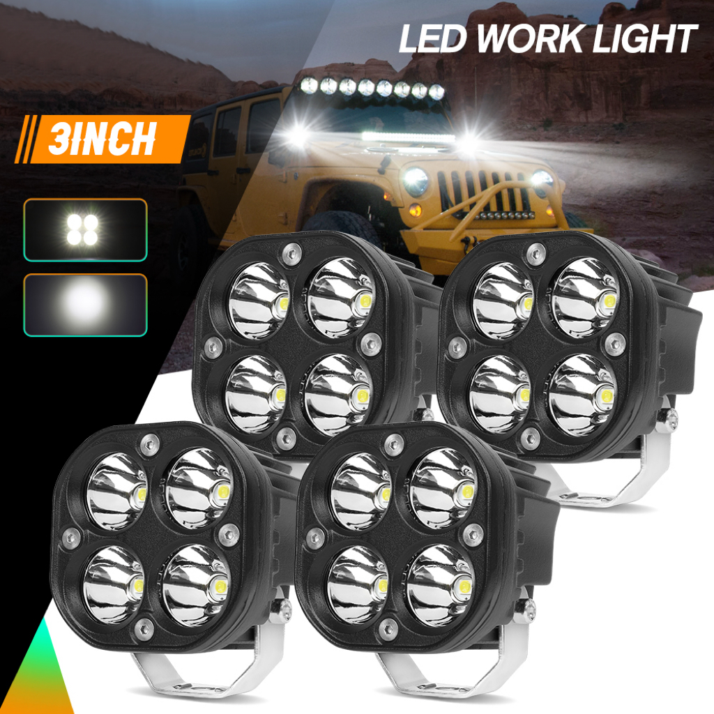 HAOLIDE12V 24V 3 "正方形オートバイ LED ワークライト車用黄色フォグランプオフロード使用トラクター駆動ライト白スポットライト