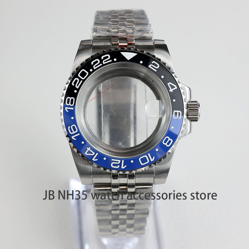 40 ミリメートル NH35 時計ケース 904L オイスター/ジュビリー ブレスレット セラミック ベゼル サファイアガラス 防水 GMT サブヨット NH35 NH36 ムーブメント
