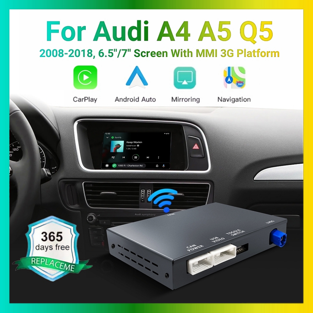 ANYFAR ワイヤレス CarPlay アウディ A4 A5 Q5 2008-2018 Android 自動ミラーリンク AirPlay リバースカメラマルチメディアアクセサリー