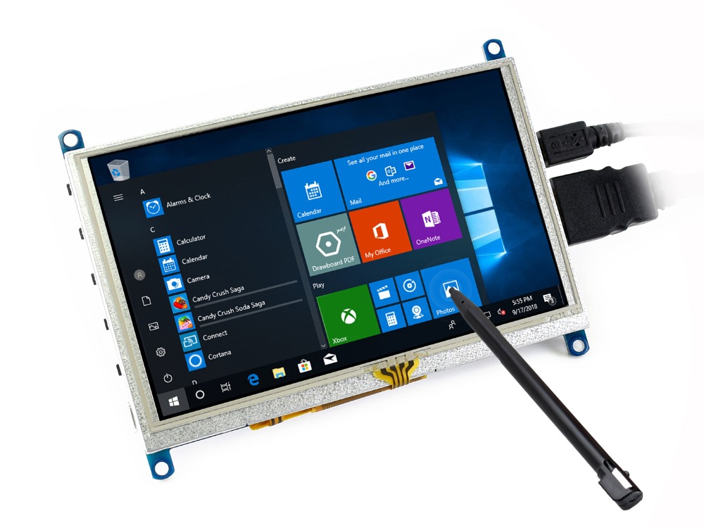 Waveshare 5 インチ抵抗膜タッチスクリーン LCD G 800x480 ディスプレイコンピュータモニターはラズベリーパイ/BB ブラック/バナナパイ/オレンジパイをサポート