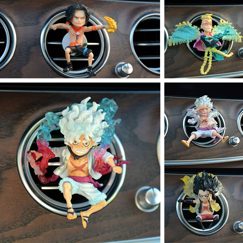 新アニメワンピースルフィ太陽神車空気出口フレグランス装飾ニカルフィゾロナミアクションフィギュアモデルカー飾り