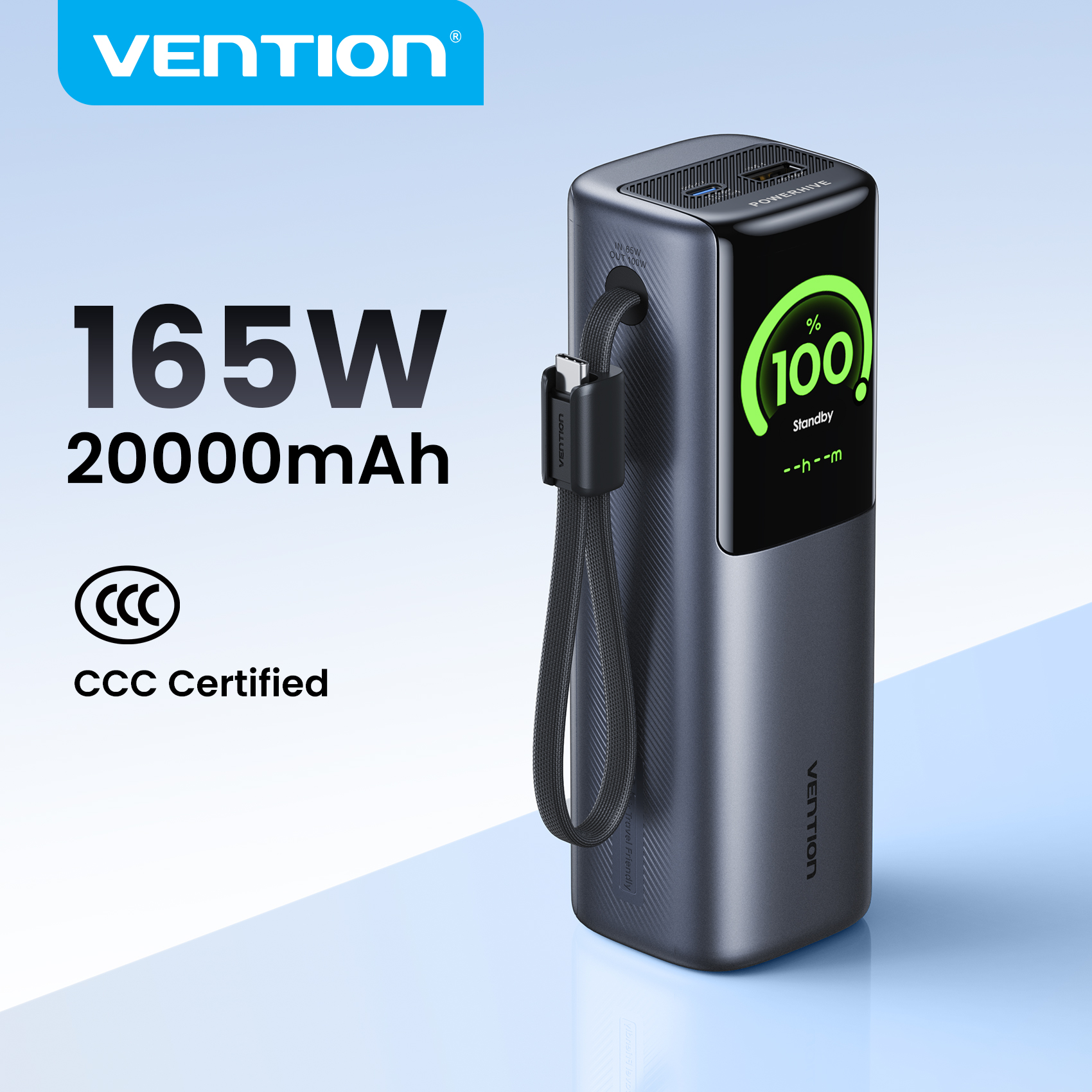 【CCC認証】Vention 165W パワーバンク 20000mAh PD 急速充電器 ノートパソコン用 ポータブル 3C パワーバンク iPhone 17 Samsung S25用