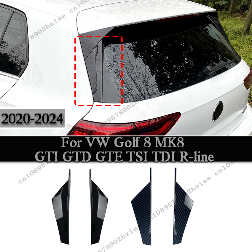 リアウィンドウサイドスポイラーウイングフォルクスワーゲン VW ゴルフ 8 MK8 GTI GTD GTE TSI TDI R ライン 2020-2024 カナードスプリッターチューニングトリム