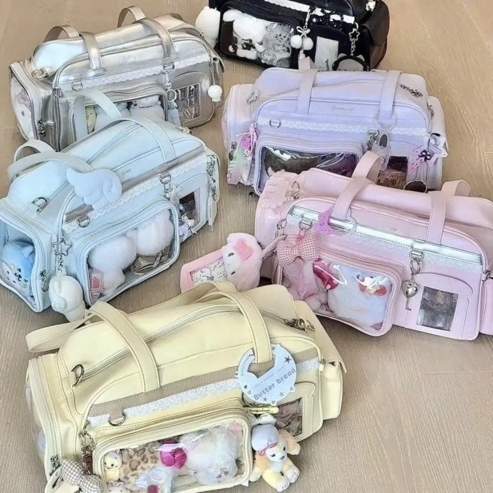 Y2K 新しいコンサート Ita バッグ JK 大容量ショルダーバッグかわいい女の子透明バックパック展示 DIY バッジディスプレイクロスボディバッグ