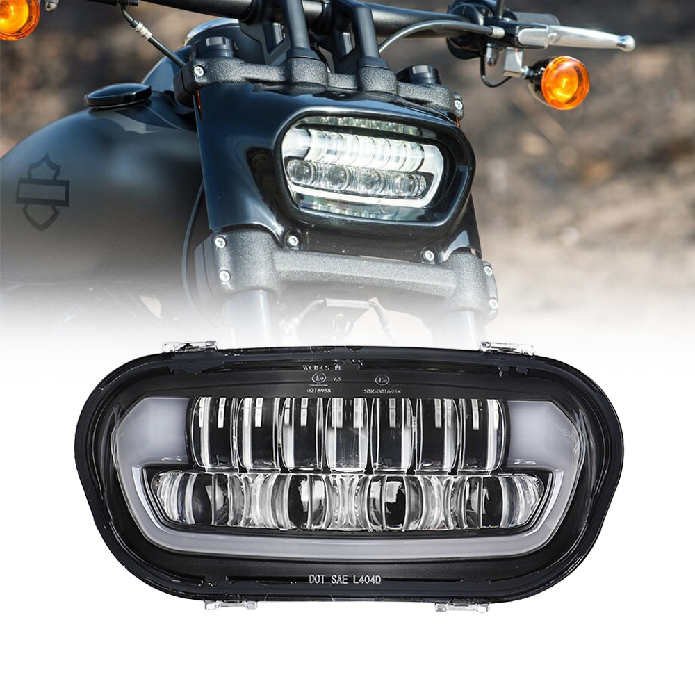 LED ヘッドライトキット ファットボブ 2008-2019 フロントランプ DRL ハイロービーム 取付ブラケット付き
