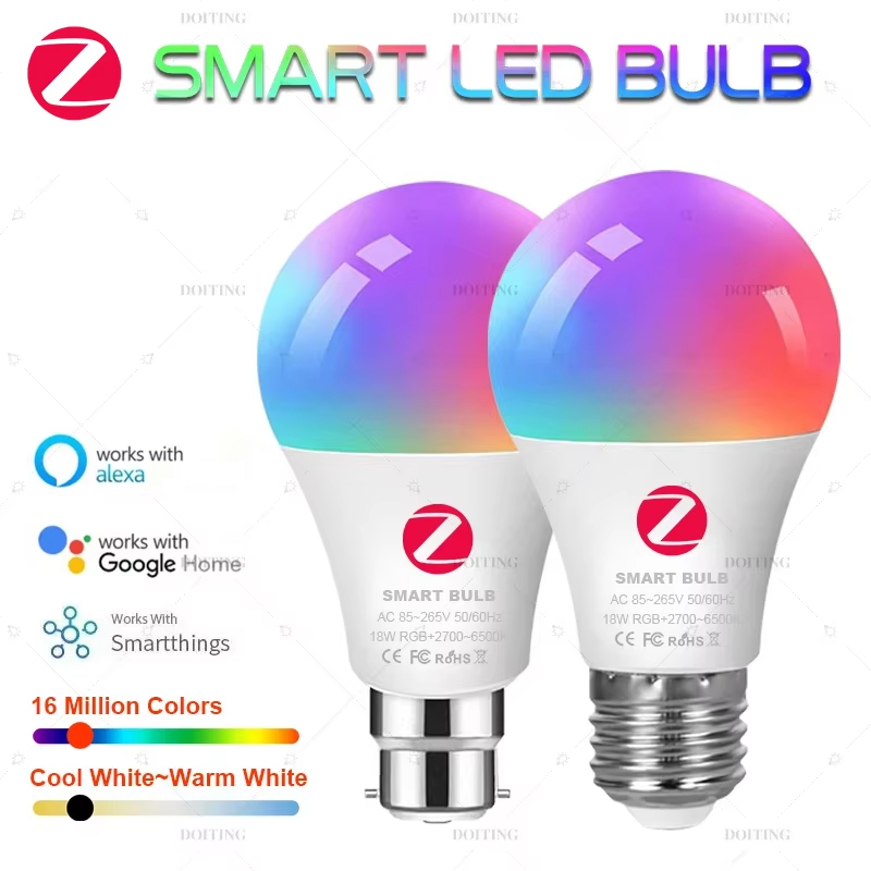 Zigbee 3.0 スマート LED 電球 110V 220V E27 B22 ランプ RGBCW Alexa Echo Plus Google Home Assistant APP 音声制御 2MQTT で動作します