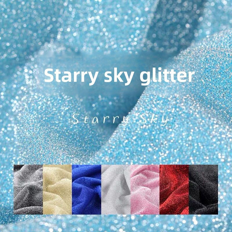 ゴールド銀糸スター光沢のある生地メーターによる DIY ドレス装飾衣類縫製虹色グリッターチュールメッシュ布
