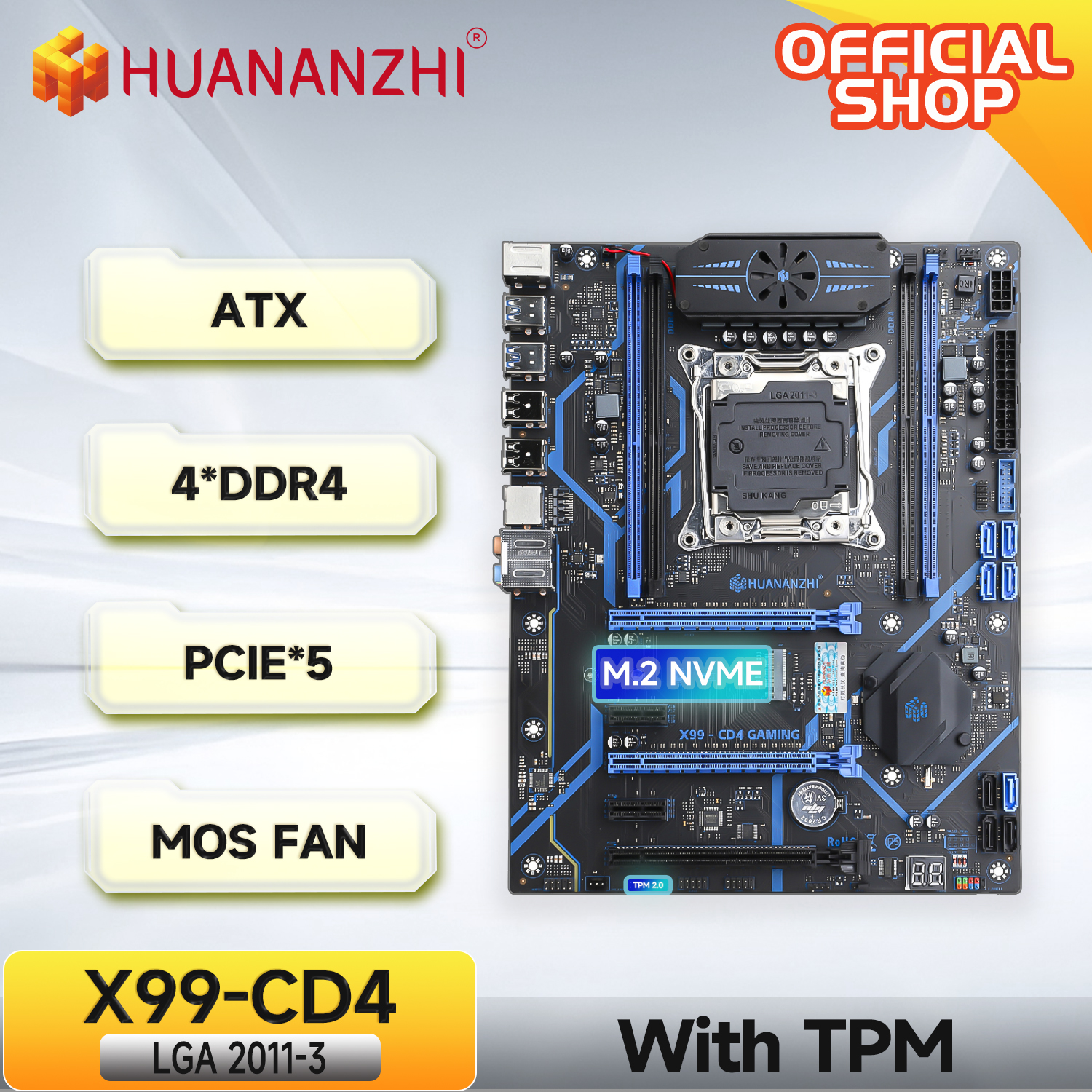 HUANANZHI X99 CD4 LGA 2011-3 TPM2.0 サポート付き XEON X99 マザーボード Intel E5 V3 V4 DDR4 RECC NON-ECC メモリ NVME