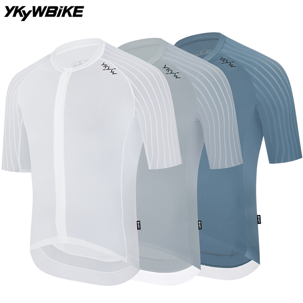 YKYW 2025 夏メンズサイクリングジャージロードバイクシャツ自転車ジャージ YKK ジッパー通気性空力ラグランスリーブ速乾性