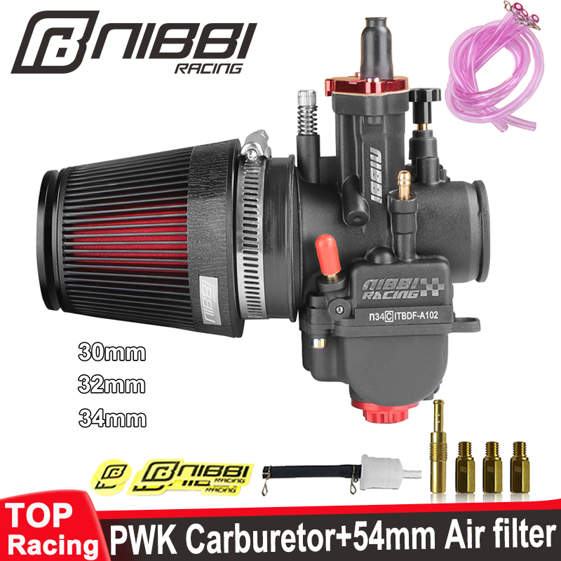 NIBBI PWK 30/32/34 ミリメートルキャブレターパワージェット炭水化物高流量 CNC エアフィルターヤマハスズキ Pitbike 250cc-400cc オートバイ変更