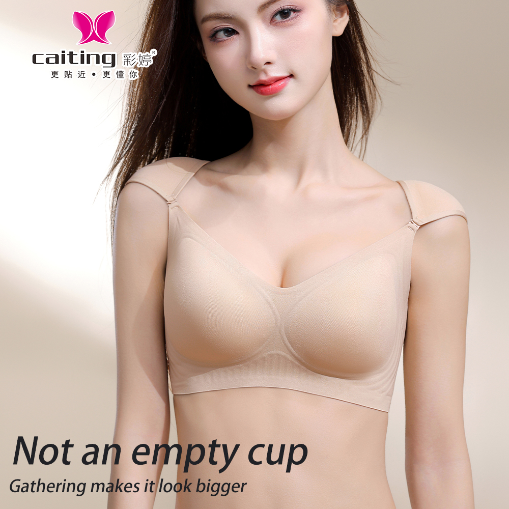 CAITNG シームレスインビジブルブラジャー 大きな胸の女性用 取り外し可能なパッド付き サイズ m-2xl