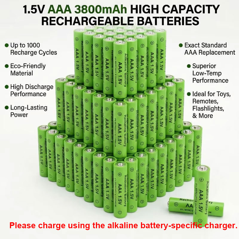 AAA 電池 1.5V 3000mAh 高容量充電式アルカリ電池 1500 サイクル急速充電 Xbox コントローラー懐中電灯