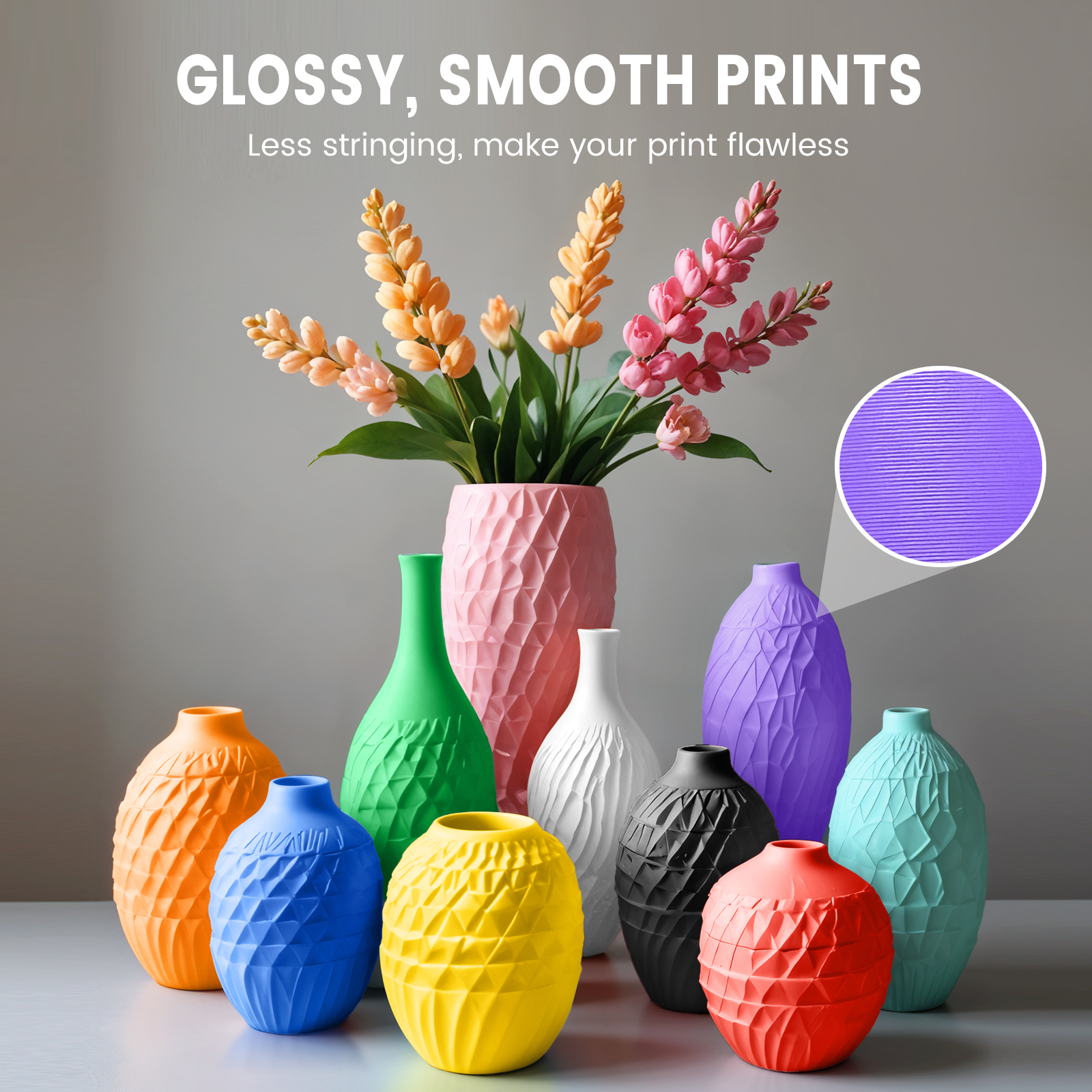 JAYO 3D プリンタフィラメント PLA マット 3 ロール気泡なしスムーズな複数の色 3D フィラメントフィット 1.75 ミリメートル FDM プリンタ 1.1 キロ