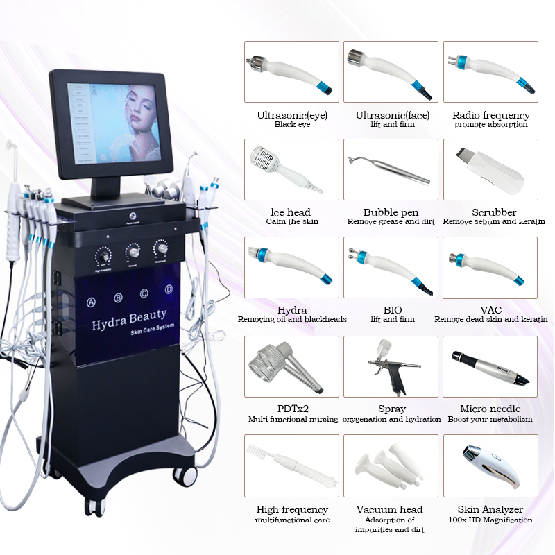15 in 1 プロフェッショナル 14 in1 ヒドラ酸素小さな泡スキンケア美容機肌の若返り顔クリーニングスキンケアデバイス