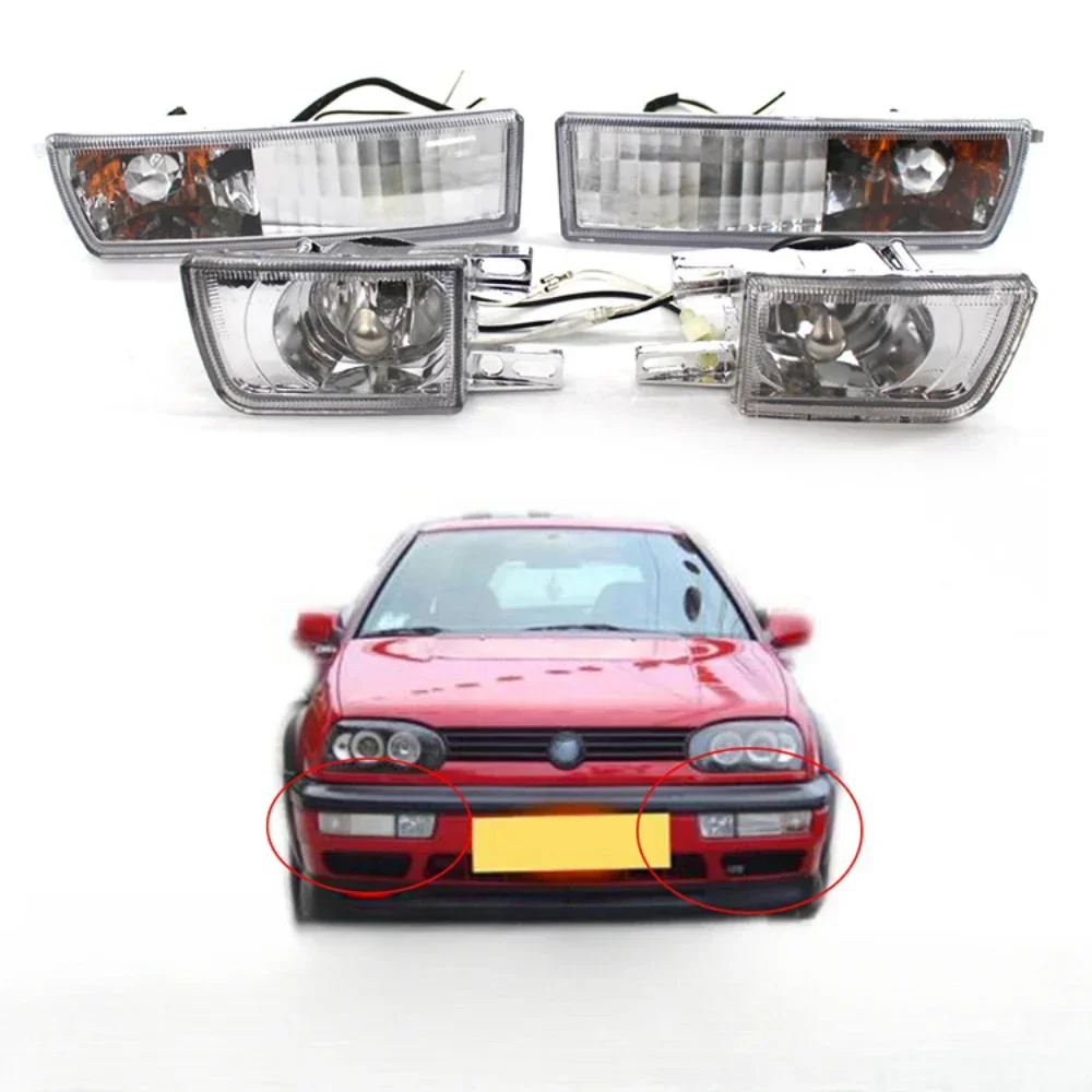 4 個セット車スモークフロントバンパーフォグライトターンシグナルランプ VW ゴルフ 3 1992 1993 1994 1995 1996 1997
