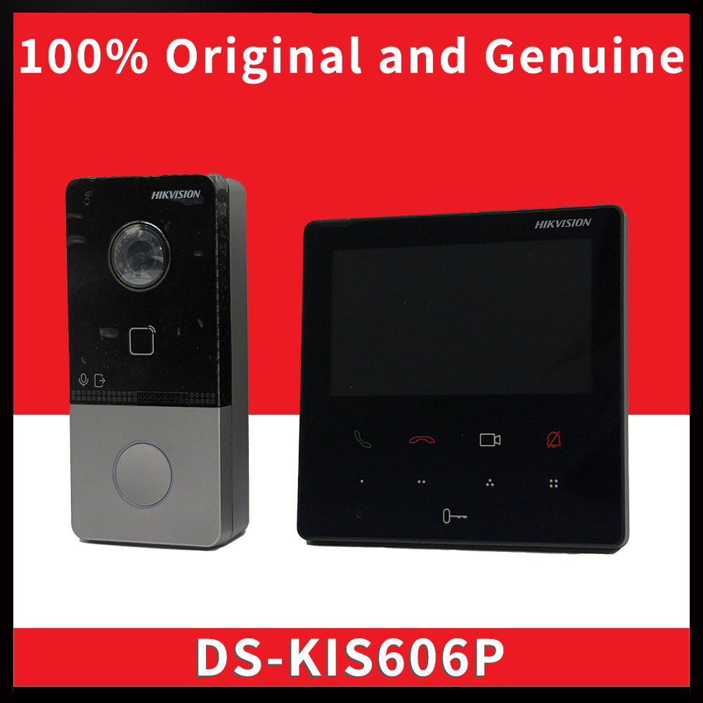 Hikvision オリジナル DS-KIS606-P ビデオ インターホン キット ドアロック付き ワイヤレス POE 屋外 WIFI ホーム セキュリティ モニター