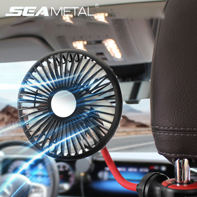 SEAMETAL 多方向車後部座席ファン 3 スピード風調整 USB 自動冷却ファン 5 ファンブレード夏のカーアクセサリー