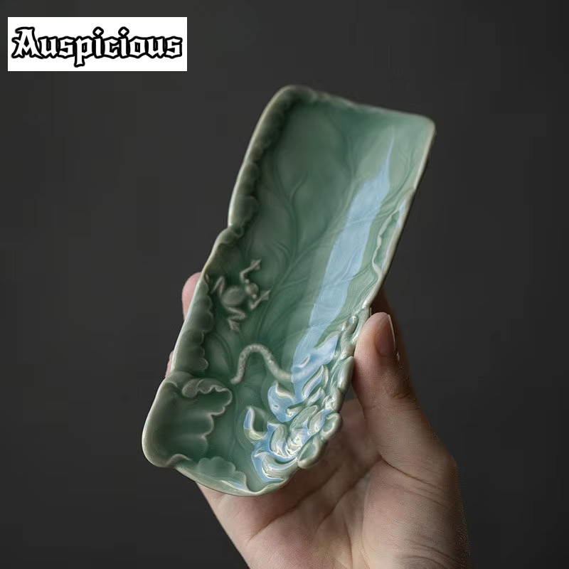 エンボス蓮岳窯青磁茶杓日本茶河シャベル覚醒茶杓ウーロン茶茶器用品装飾品ギフト