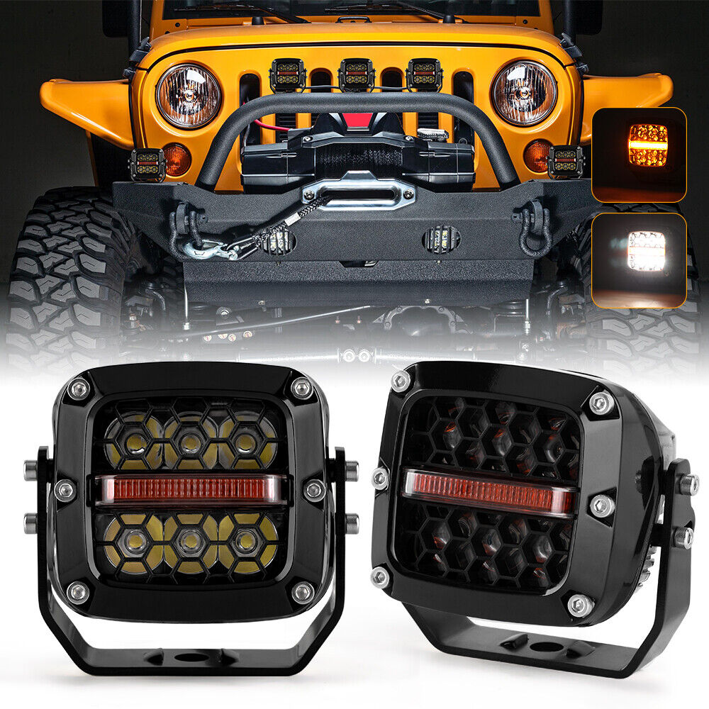 Emark承認3.5インチLEDドライビングライト、60W 6000LMオフロードライトバーワークライト、トラックジープランダ4x4ピックアップATV UTV用
