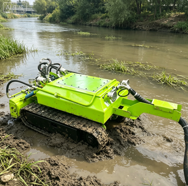 クローラー油圧水中浚渫ロボットリモコン脱砂機川湖池パイプラインクリーニング用