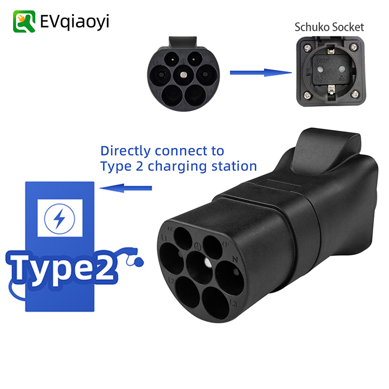 EVqiaoyi Type2 から 220V アダプター IEC62196-2 充電パイルから EU ソケットコンバーター充電パイル放電プラグキャンプ用