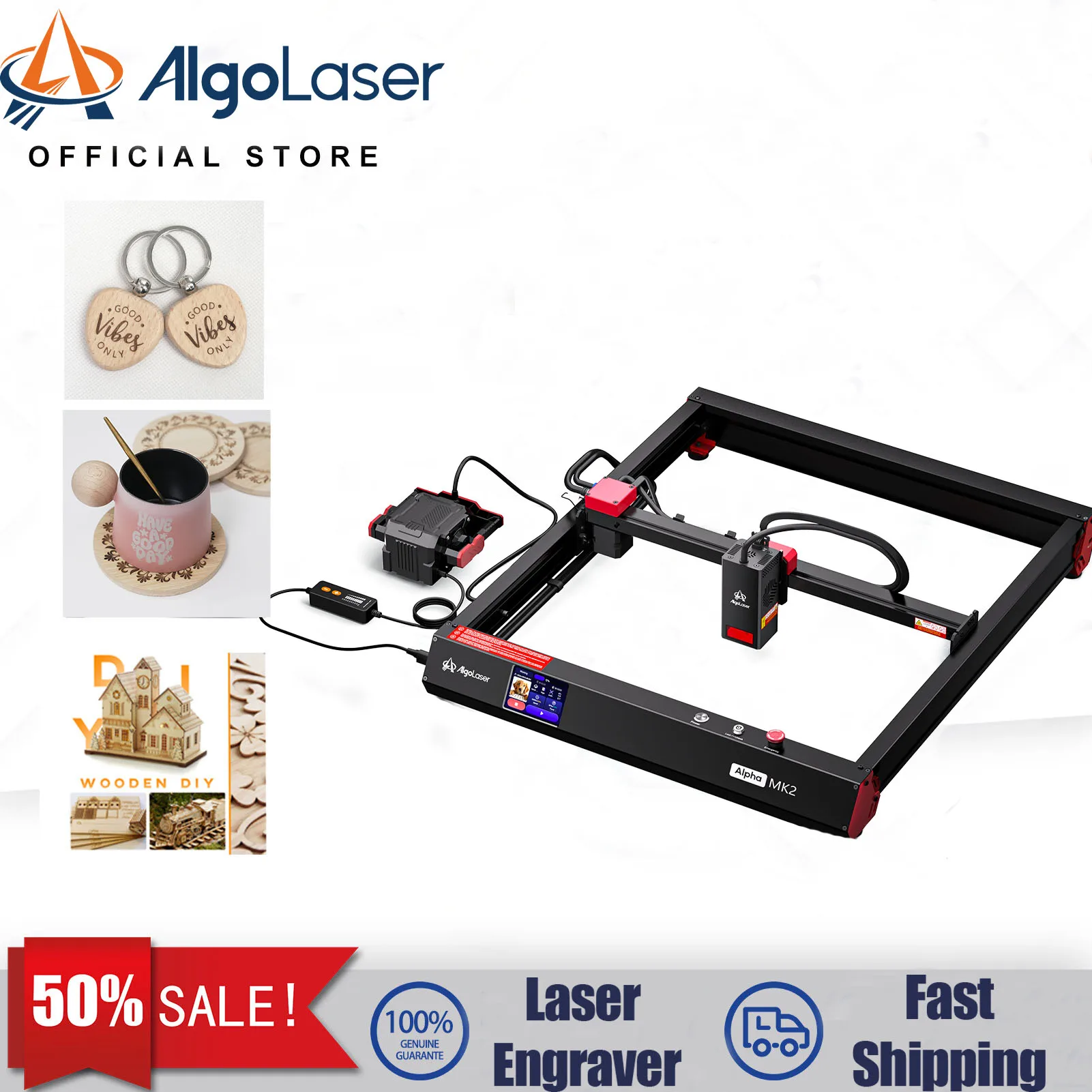 Algolaser アルファ MK2 20 ワットレーザー彫刻レーザー切断彫刻工作機械 WIFI アプリ制御アクリル木材ガラスセラミック