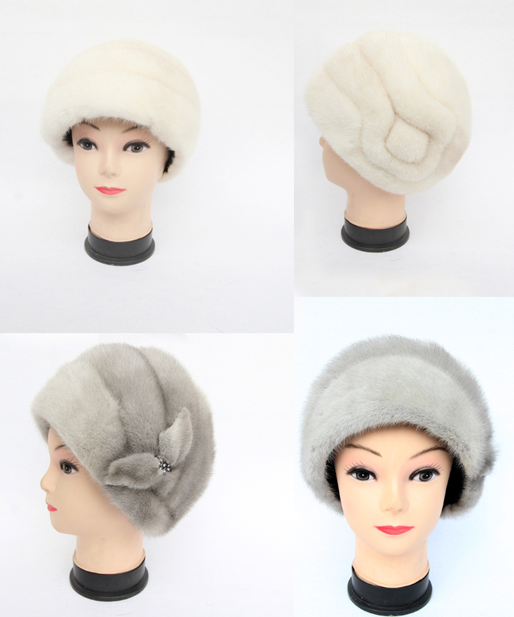 2017 熱い販売リアルファー帽子ファッション女性冬ミンク毛皮キャップ