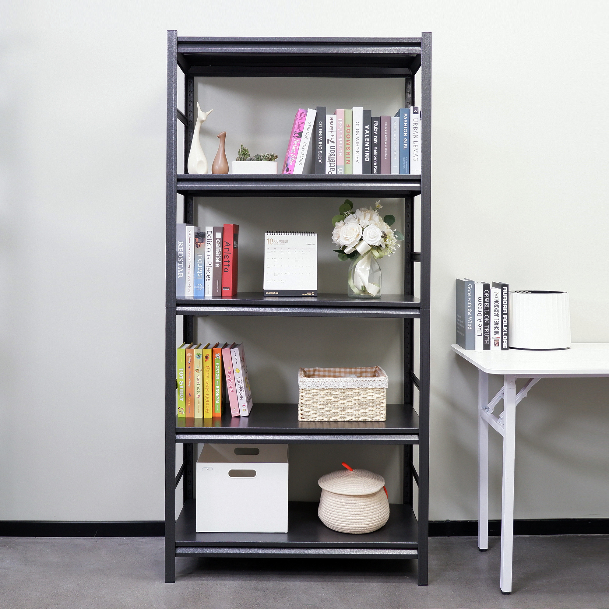 Multi-Layer Metal Storage Shelf, Heavy Duty Adjustable Shelving Unit, Multipurpose Organizer Rack for Kitchen Pantry, Warehouse Garage Storage, Living Room Bookshelf, Freestanding Utility Display Rack